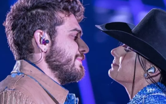 Ana Castela e Gustavo Mioto se beijam em show;